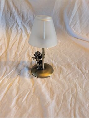 2/60$ Vintage White Frosted Glass & Brass Cherub Fairy Lights